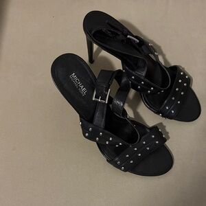 Michael Kors Black Sandals with Silver Accents